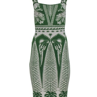 Farm - Green & Cream Print Knit Sleeveless Dress Sz XS