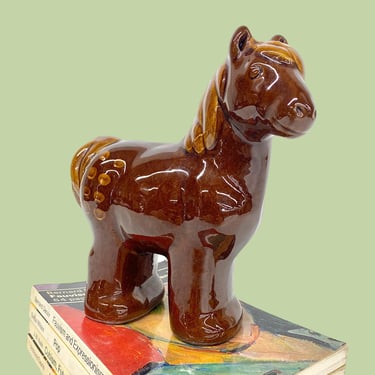 Vintage Jie Gantofta Sweden Horse Figurine Retro 1960s Mid Century Modern + Brown Ceramic + Equestrian Statue + MCM Home Decor + Decoration 