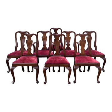 Henkel Harris Mahogany #110s Queen Anne Dining Chairs - Set of 8 