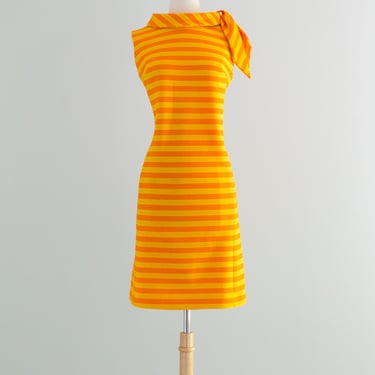 Vintage 1960's Orange Crush Striped Shift Dress / Medium