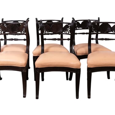 Set of Six Regency Style Ebonized Dining Chairs