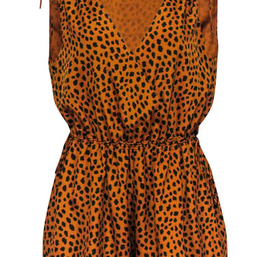 Joie - Dark Orange & Black Leopard Print Sleeveless Romper Sz M