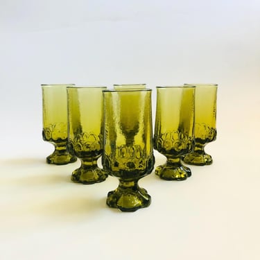 Tiffin Franciscan Madeira Green Goblets - Set of 6 