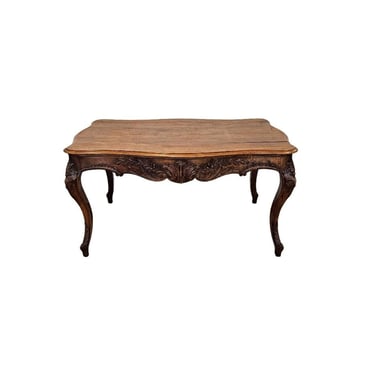 Antique Country French Louis XV Style Carved Walnut Center Table 19th Century 