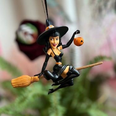 Bettie Page Witch Ornament - Midnight Ride by Retro a Go Go