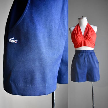 1980s Navy Blue Lacoste Tennis Shorts 