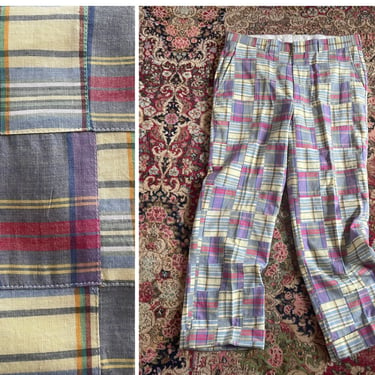 Vintage ‘80s ‘90s J. PRESS plaid madras patchwork pants | Easter, Spring, preppy trousers, tagged 35R 