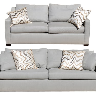 Modern Contemporary Transitional Baker Sofa and Love Seat Set Grey 