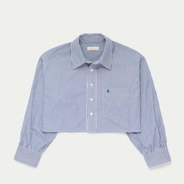 Leuka Cropped Shirt - Navy Stripe