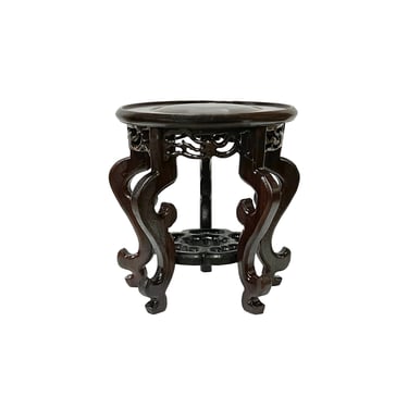 5.75" Chinese Dark Brown Wood Round Legs Table Top Stand Display Easel ws2935E 