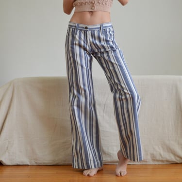 low rise armani jeans vertical stripe wide jean pants / size 6 