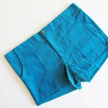 Vintage OP Style Teal Blue Corduroy Shorts 39 40 L XL  - 80s Elastic Waist Surfy Cord Shorts 