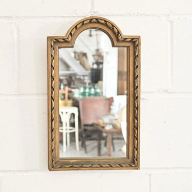 vintage French arched wood mirror