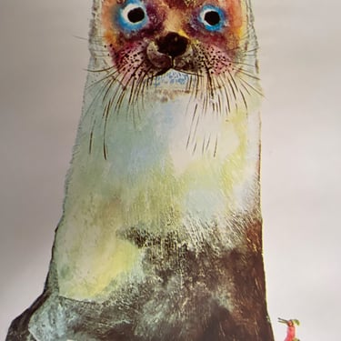 BRIAN WILDSMITH Vintage 1971 Otter February Calendar Poster ~ 36