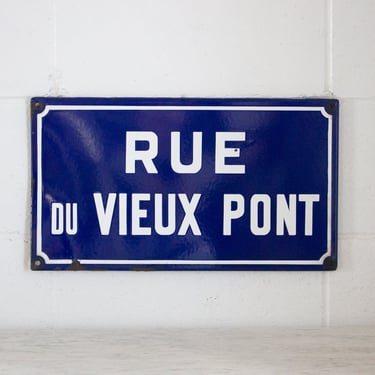 &quot;rue du vieux pont&quot; vintage french enamel street sign