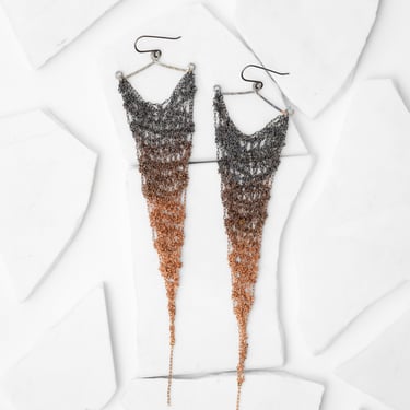 Ombre Crochet Copper Chain Earrings