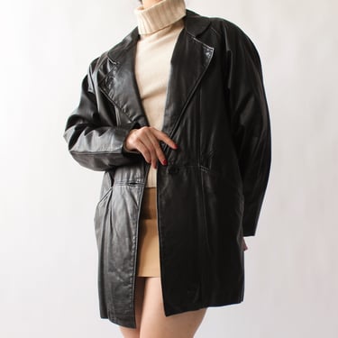 Vintage Glossy Leather Coat