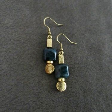 Bohemian stone and gold earrings 