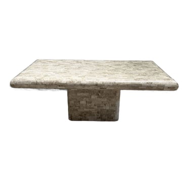 Tessellated Stone Bullnose Edge Pedestal Dining Table by Maitland Smith, 1980