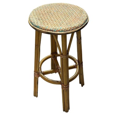 3-Strand Rattan Barstool w/ Multi-color Woven Seat 