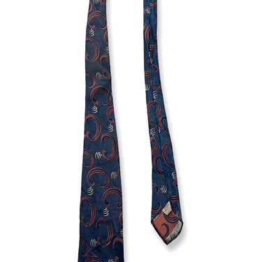 Vintage 1930s/1940s UNION MADE Silk Necktie ~ Brocade ~ Art Deco / Rockabilly / Swing ~ Neck Tie / Cravat ~ Foulard 