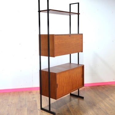 Mid Century Moderb Vintage Teak DIsplay Bookcase Wall Cabinet by Uniflex Danish Style 