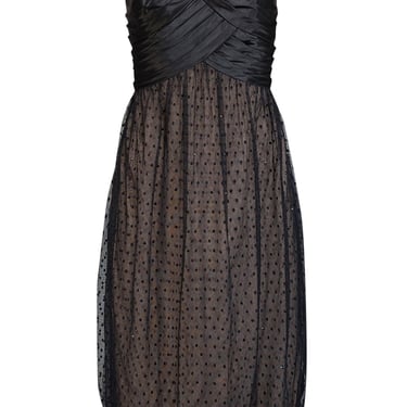 Carmen Marc Valvo - Black Silk & Lace Strapless Dress Sz 12