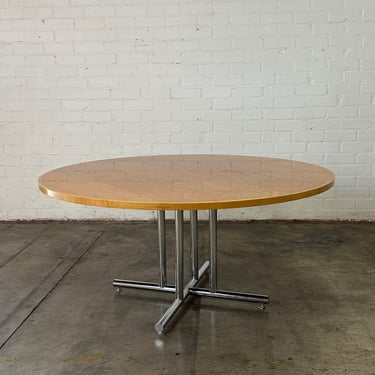 Birds Eye Maple and Chrome Dining Table - As Found 