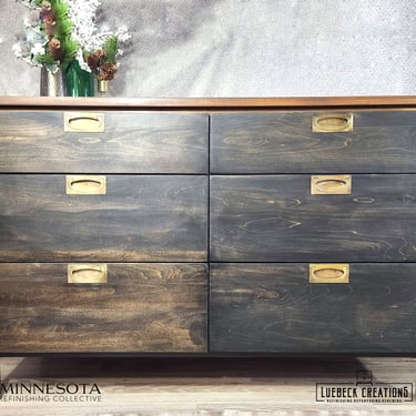 Midcentury modern six-drawer dresser 