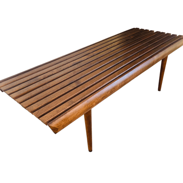 Mid-Century Modern Walnut Slatted Bench / Coffee Table