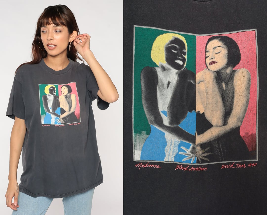 Madonna Vintage 1990 Blond Ambition World Tour White T-Shirt
