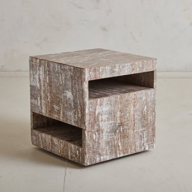 Grey Marble Side Table with Wheels, 1970s