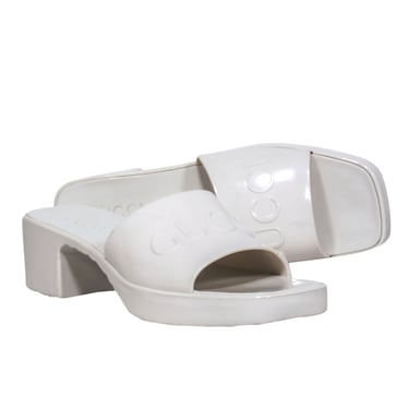 Gucci - White Square Toe Jelly Slide Sandals Sz 10