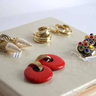 Authentic 1990s Chunky Oversized Earrings, NOS Austrian Made, Trendy Vintage Jewel 