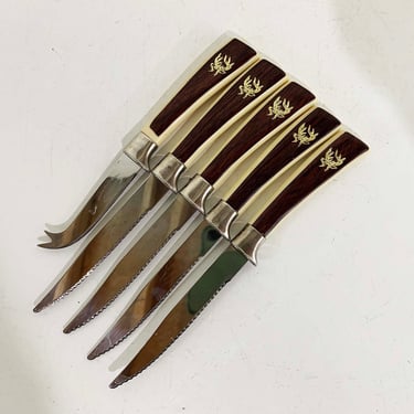 Vintage Set 5 Sheffield Serving Knives Cheese Knife Mid-Century Stainless Steel Bakelite England Regent English Cutlery Francis Newton 