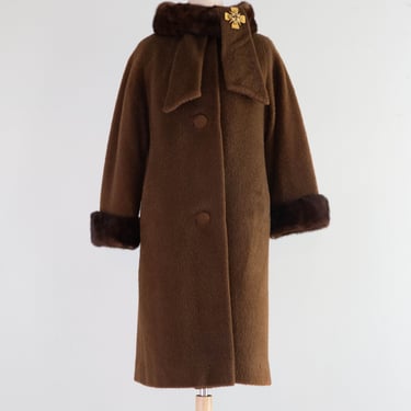 Gorgeous Late 1950's Lilli Ann Teddy Bear Cocoon Coat With Mink Collar and Cuffs / M