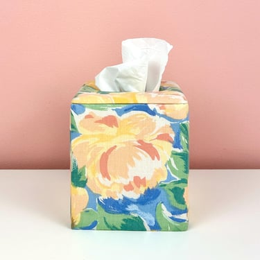 Floral Print Fabric Tissue Box Cover 