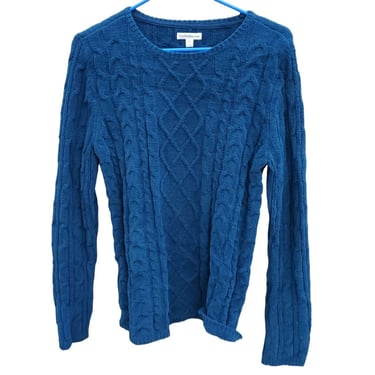 Croft And Barrow Ink Blue Cable Knit Sweater Extra Long Sleeves Medium 