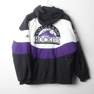 vintage 1990s COLORADO ROCKIES baseball starter jacket 90s men's PARKA puffer winter coat -- size large 