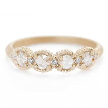 Ribbed Rose Cut Topper Band - 18k Yellow Gold + Rose Cut and Round Brilliant Cut Diamonds (.25 ctw)