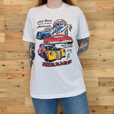Vintage 80's Hot Rod Car Show Soft Thin Graphic Tee Shirt T-Shirt 