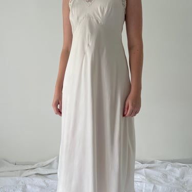 1930's White Silk Spaghetti Strap Slip