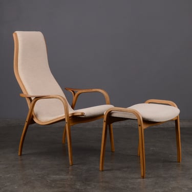 Yngve Ekström 'Lamino' Lounge Chair and Ottoman Mid-Century Scandinavian Modern 