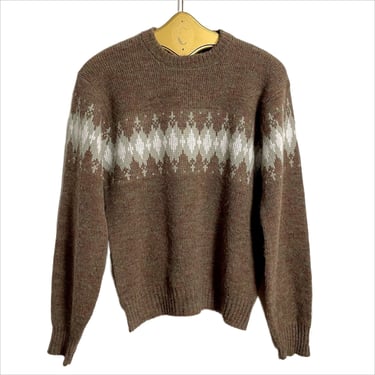 1960s nordic pattern pullover sweater - size men's medium 