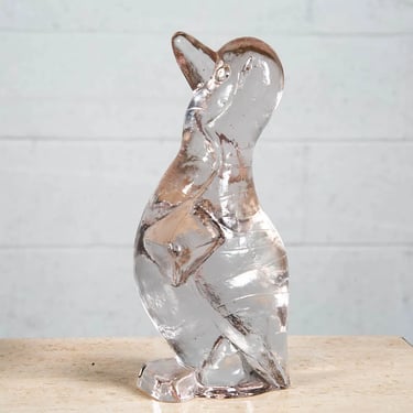 Mid Century Modern Penguin Sculpture Glass Swedish Stig A Karrstrand Pukeberg NM