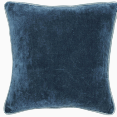 Andover Velvet Pillow - Steel Blue
