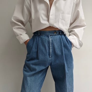 Vintage Denim Pleated Trouser Pant