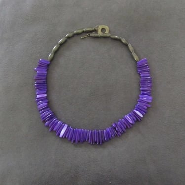 Purple mother of pearl shell necklace 