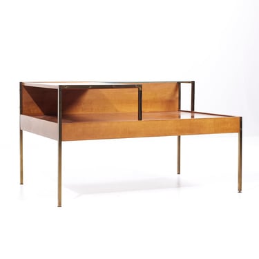 Milo Baughman for Murray Furniture Mid Century Maple and Brass Corner Side Table - mcm 