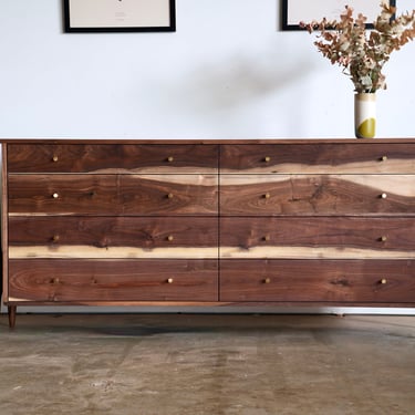 Mid Century Modern Dresser / Figured Walnut and Brass Dresser / Made To Order Dresser 